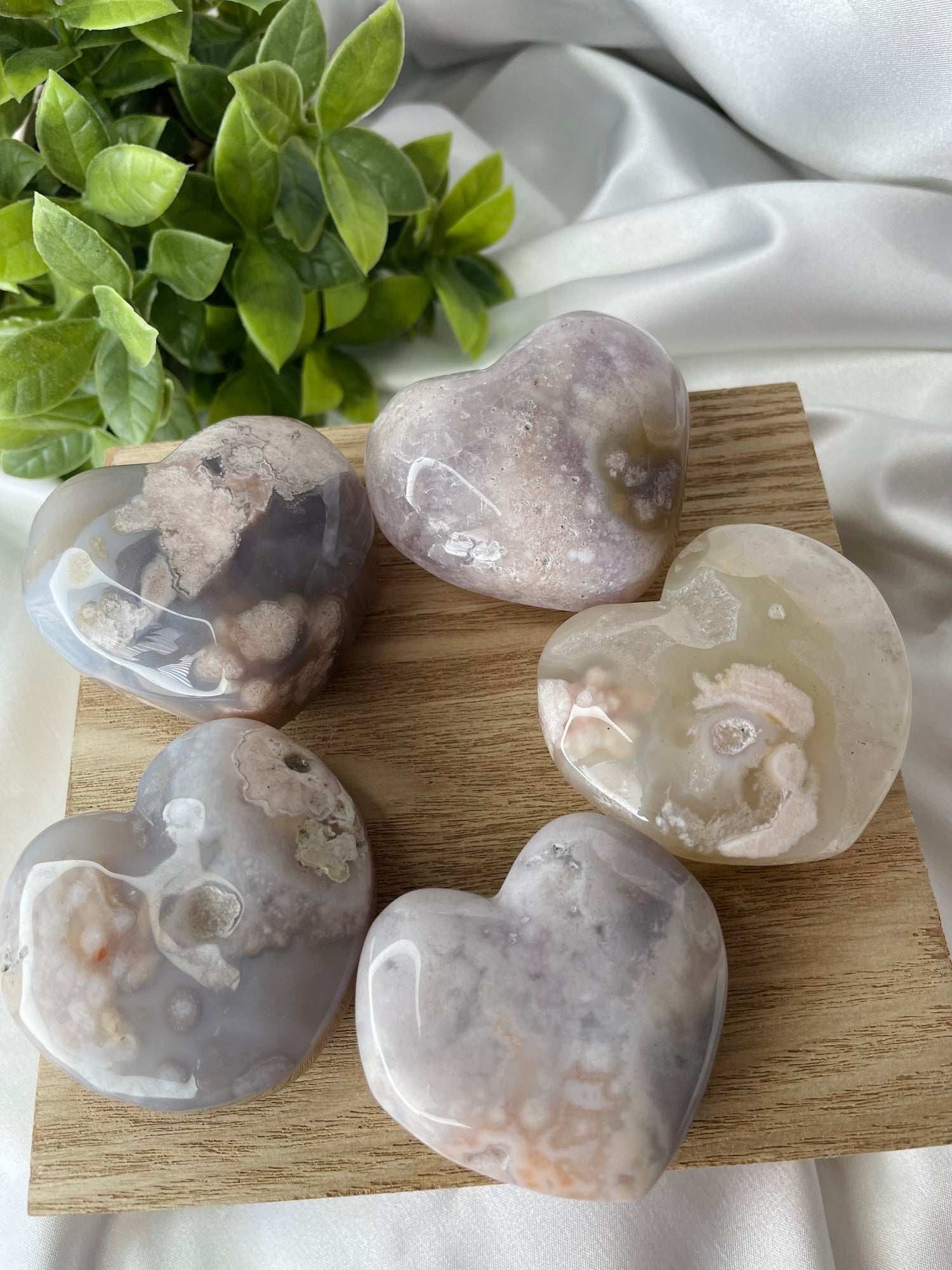 Flower Agate Hearts